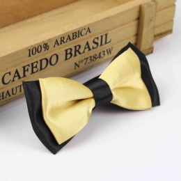 Boys Black & Gold Satin Bow Tie with Adjustable Strap